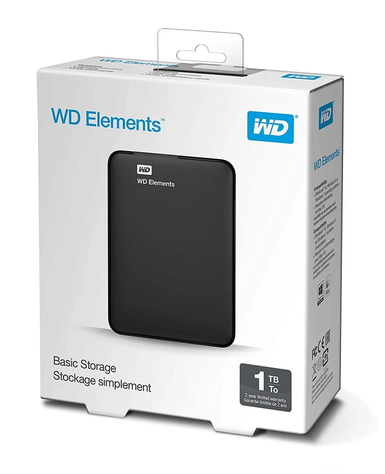 Western Digital Elements 1 To, 2,5" Disque Dur Externe Portatif (WDBUZG0010BBK-WESN)