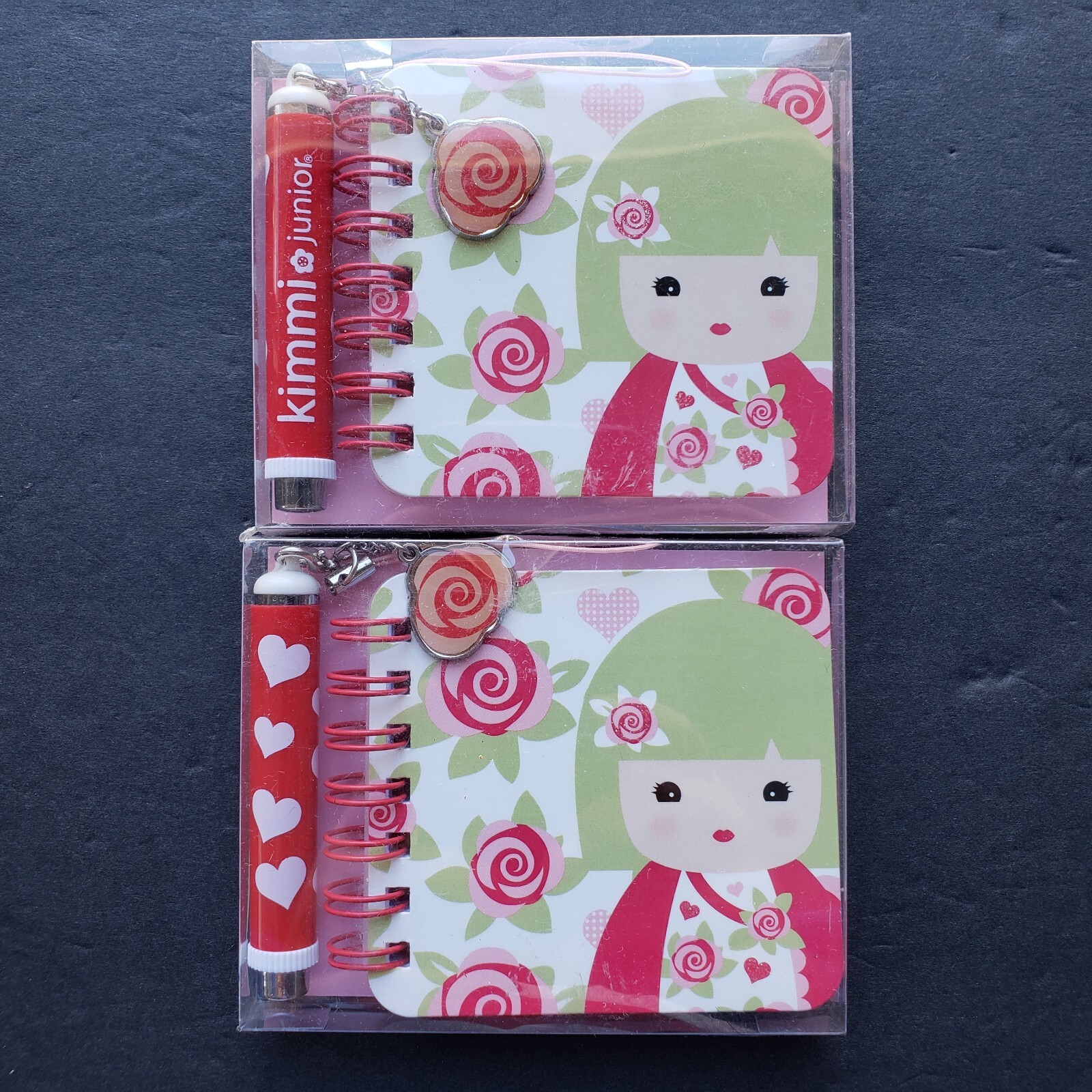 Lot of 2 Kimmidoll Junior Friends Are Fun Kawaii Notepad Pen w/ Pendant Gift Set