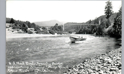 US MAIL BOAT c1950 rogue river or real photo postcard rppc oregon agness bridge