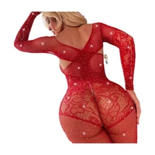 Bodystockings Lingerie Rhinestone Full Body Stocking Bodysuit Babydoll Nightwear