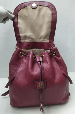 Michael Kors Burgundy Pebbled Leather Crystal Studded Drawstring Backpack Michael Kors Burgundy Pebbled Leather Crystal Studded  main image 4