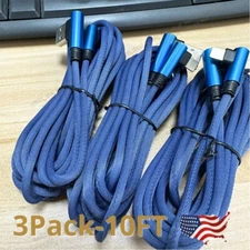 3Pack 10FT 90 Degree Right Angle Charging Cable Charger For iPhone 12 11 X 14 13