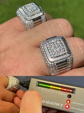 Real 925 Silver Men's Hip Hop Big Iced 3.1ct Moissanite Ring Passes Tester