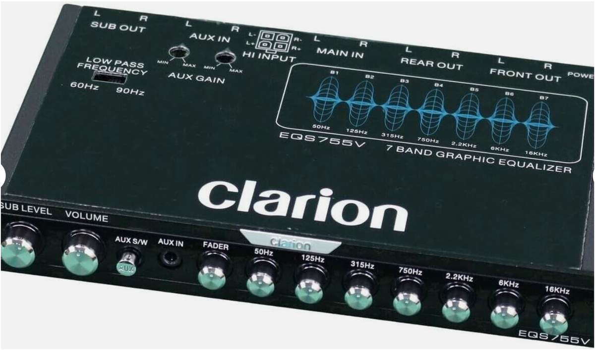 Clarion EQS755V 7-Band 1/2 DIN Graphic Equalizer 6-Channel Aux