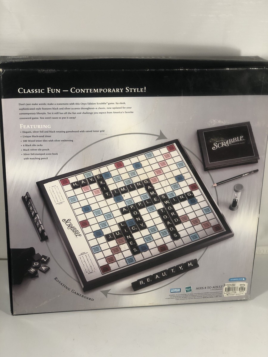 Scrabble Deluxe Onyx Edition Rotating Turntable Black Silver Scrabble Deluxe Onyx Edition Rotating Turntable Black Silver