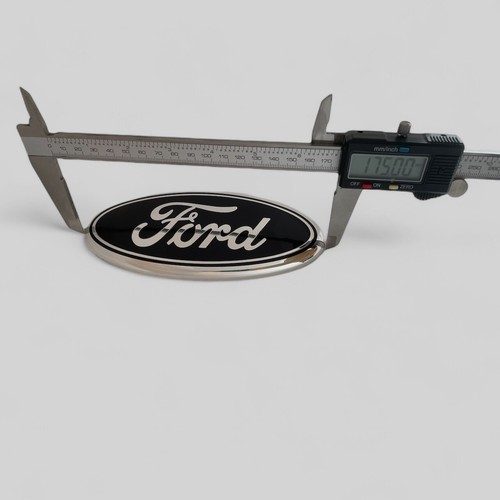 Premium Logo 7" Emblem: BLACK Oval Chrome Cover Logo for Ford Tailgate - Foto 3 di 4