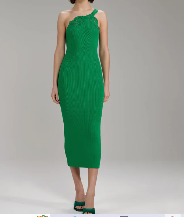 NEW SELF-PORTRAIT Viscose Blend Shoulder Ribbed Knit Dress Size M