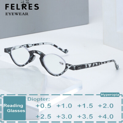 Unisex Oval Half Frame Anti Blue Light Reading Glasses Retro Presbyopic Glasses 