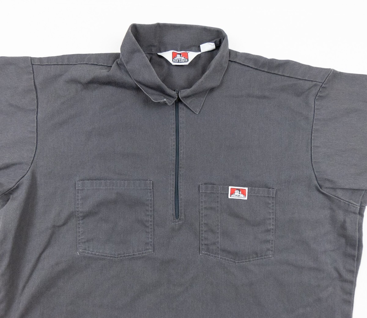 Vintage Ben Davis Shirt Mens XLarge Gray 1/4 Zip Polo