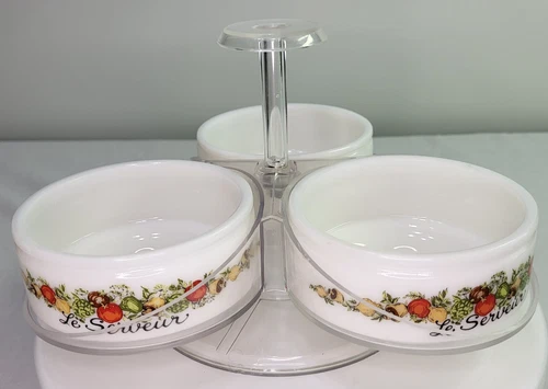 Gemco Spice of Life Le Serveur Condiment Dish 3 Bowls Lazy Susan No Lids Vintage