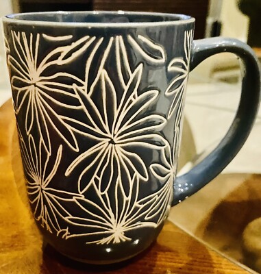 LAURIE GATES Tall Blue Coffee Mug California Designs Embossed/Etched New16  oz. | eBay