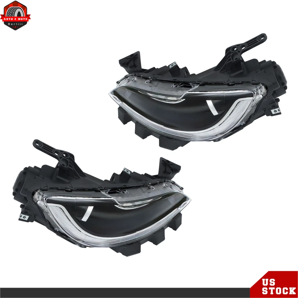 Left+Right Side For Chrysler 200 2015-2017 Headlights Black W/LED DRL Halogen - Изображение 2 из 4