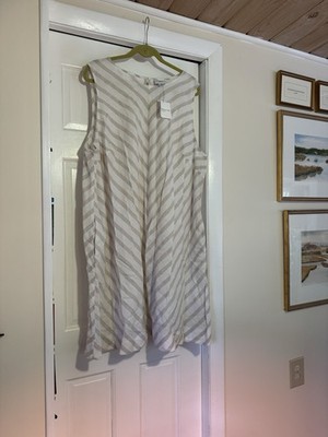 Liz Claiborne Linen Blend Chevron Stripe A-line Dress 3XL Sleeveless