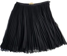 Vtg CACH Black Pleated Micro Mini Skirt Made in USA Chiffon Lettuce Hem Y2K
