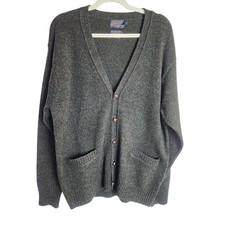 Pendleton mens Shetland wool cardigan sz L Academia grandpa preppy extra button