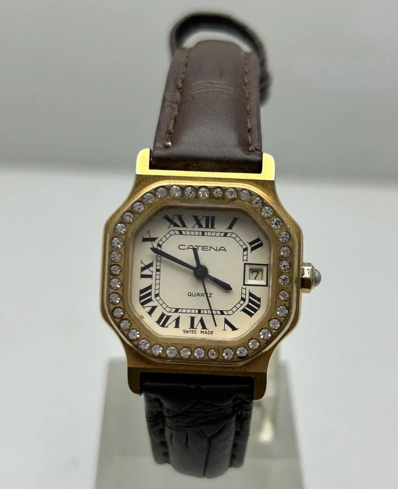 Vintage Catena Quartz Gold Plated Cream Dial Swiss Made Women's Wrist Watch - Image 2 of 4