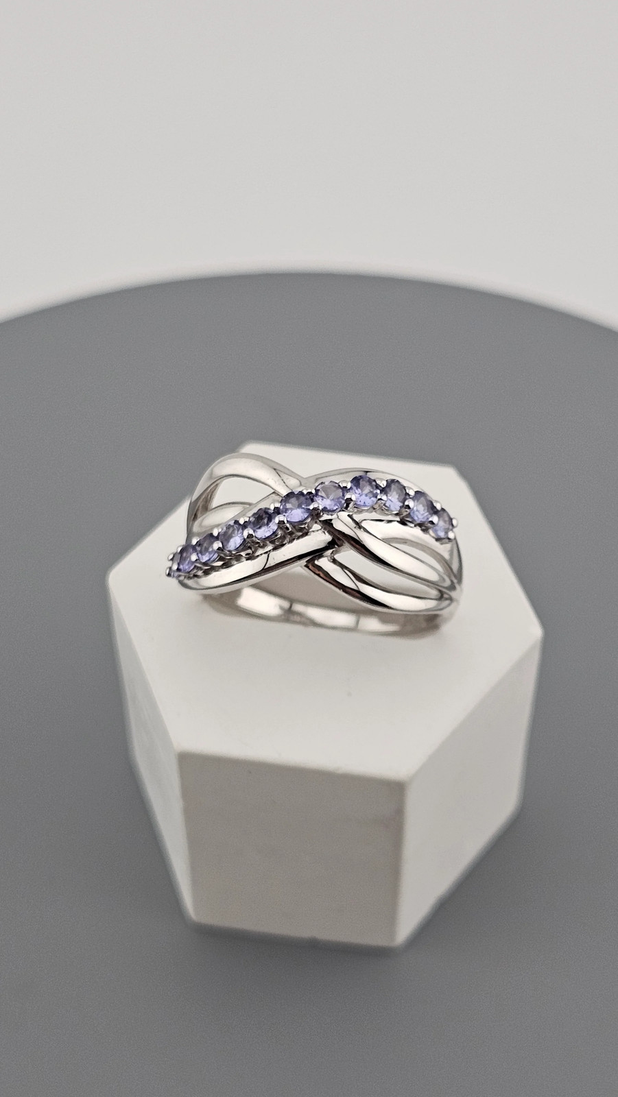 925 Sterling Silver Crossover Infinity Style Ring… - image 1