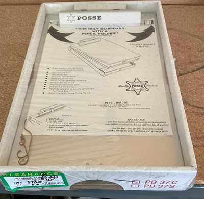 Posse PB-37C Aluminum Clipboard w/ Pencil Holder, Model PB-37C MPN PB-37C