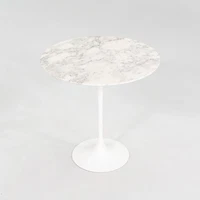 2010s Eero Saarinen for Knoll Tulip Side Table in Satin Carrara Marble 20", Iron