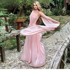 Elegant Strapless A Line Prom Gowns Backless Pleated Party Evening Dress Length