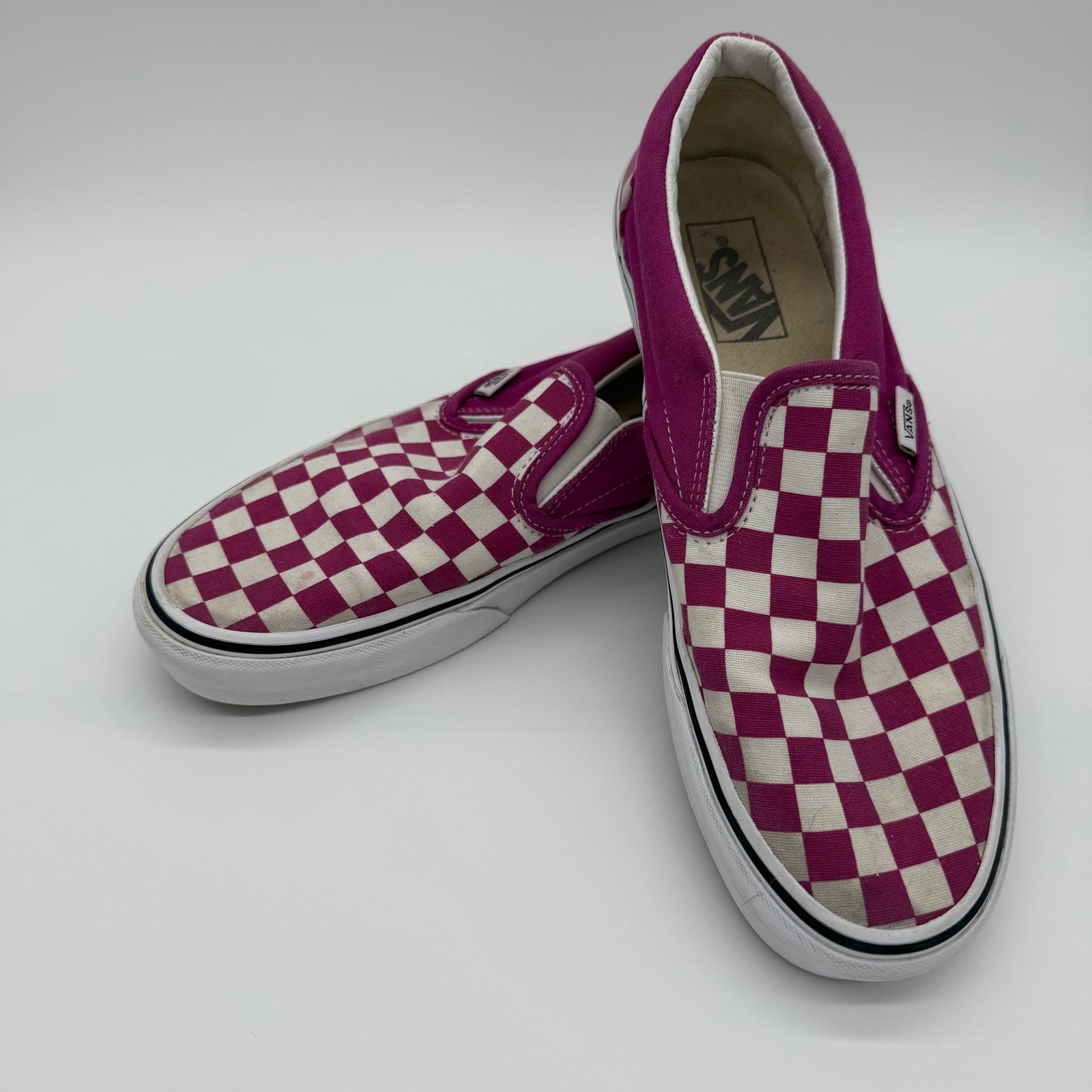 Vans Slip-On Checkerboard Pink White Shoes m8.5 w10