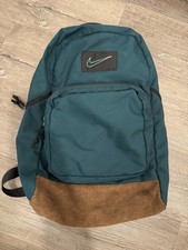 1990s Vintage Nike Backpack Green Brown Suede Zip Up Bag