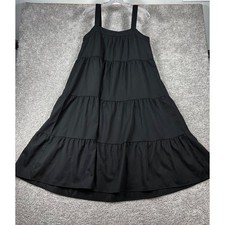 SHEIN Womens Black Tiered Midi Dress Size S 4 Sleeveless Square Neck Flowy Boho