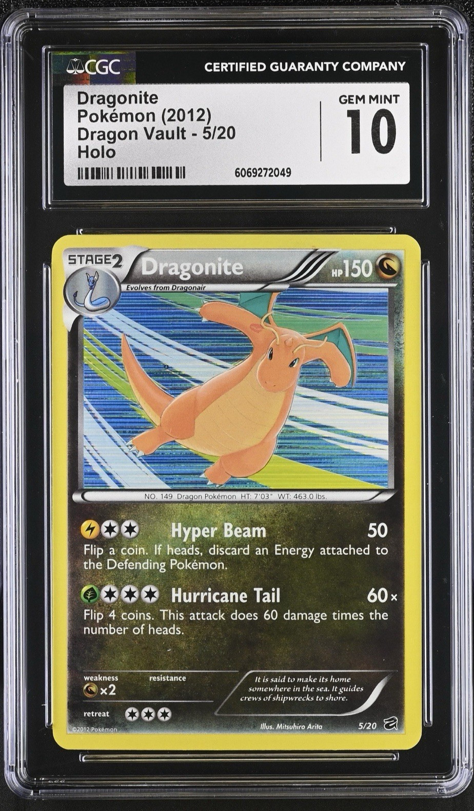 2012 Dragonite Dragon Vault Holo 5/20 Pokemon Black And White CGC 10 *Pop 6*