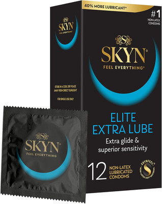Elite Extra Lube Condoms   12 Count   Ultra-Thin, Lubricated Latex-Free Condoms