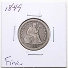 1849 25C Seated Liberty Quarter Dollar in Fine Condition #7229