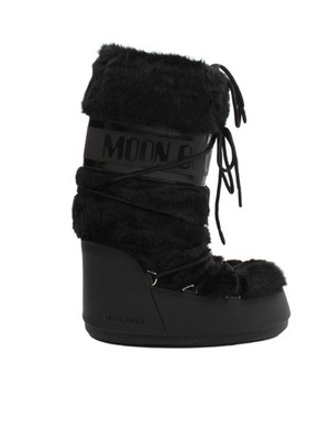 Moon Boot Damen Stiefel UK 8 Schwarz 100% Kunstfell Plateau