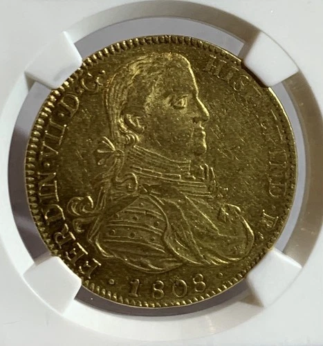 1808 MO TH MEXICO GOLD 8 ESCUDO FERDINAND VII NGC AU50