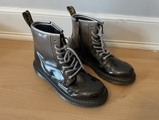 Doc Martens Size 4 Girls Black/Silver Gradient Ombr Glitter Combat Boots