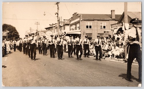 c1940s Coatesville PA Firemen's Parade Esso Sign Buick Dealer Eberly's Coal Shop