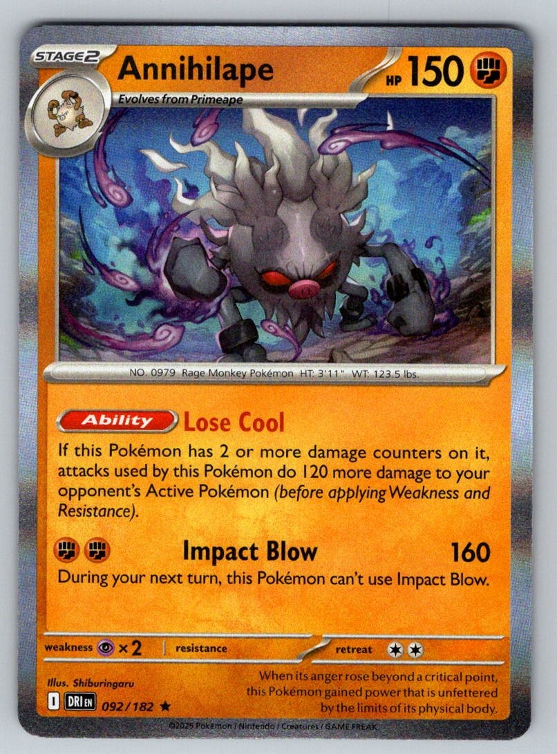Annihilape 092/182 Rare Destined Rivals Pokemon Holo Near Mint