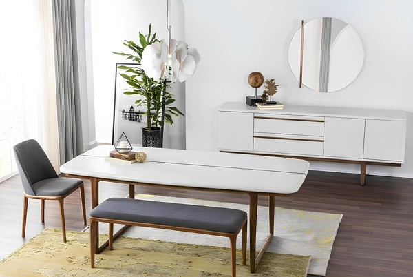 Essecke Essgruppe Esszimmer Esstisch StüHle Sideboard 10Tlg Holz Weiß-image