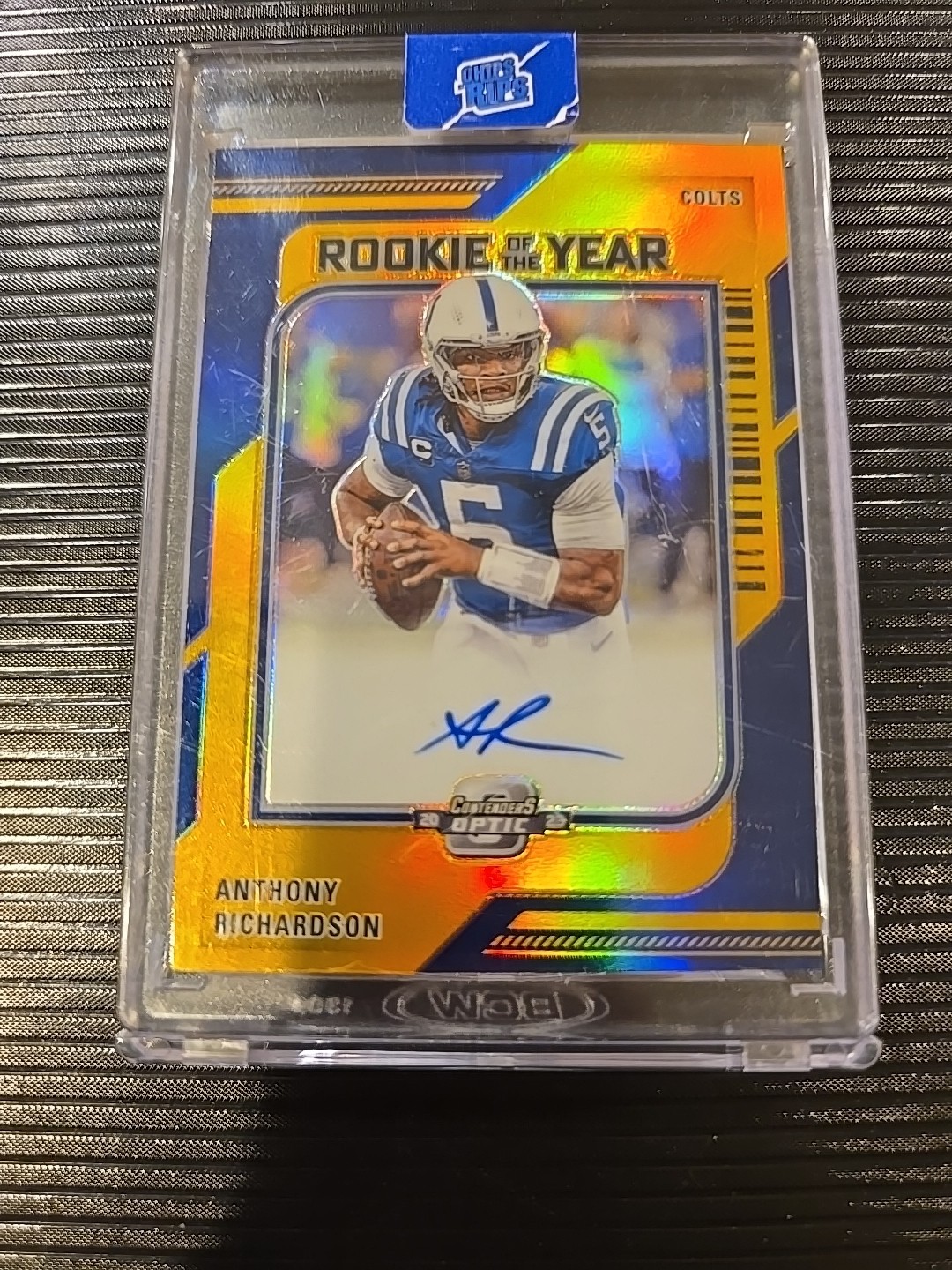 2023 Contenders Optic Anthony Richardson Rookie Of The Year Gold Auto 7/10 RC