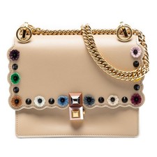 Fendi Mini Scalloped Leather and Studded Floral Kan I Crossbody  Authenticated