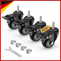 Lenkrollen 50Mm MöBelrollen Mit Totalfeststeller 4Er Set Schwerlast Schwarz