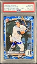 KEVIN MCGONIGLE SIGNED 2025 BOWMAN BLUE PATTERN PROSPECTS PSA 8 AUTO 10   79/125