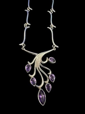 Sterling Silber 925 Amethyst Zweig Halskette Iriniri Unikat OOAK Halskette S1
