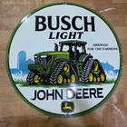 JOHN DEERE BUSCH PORCELAIN ENAMEL SIGN 29 X 29 INCHES
