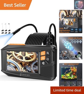 Endoscope Camera with Light, 4.3'' HD 1920P Industrial Borescope Inspection Ca...