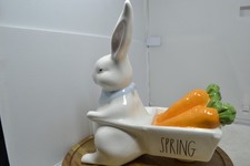 Rae Dunn Artisan Collection by Magenta Spring Easter Bunny w/Carrots in Cart