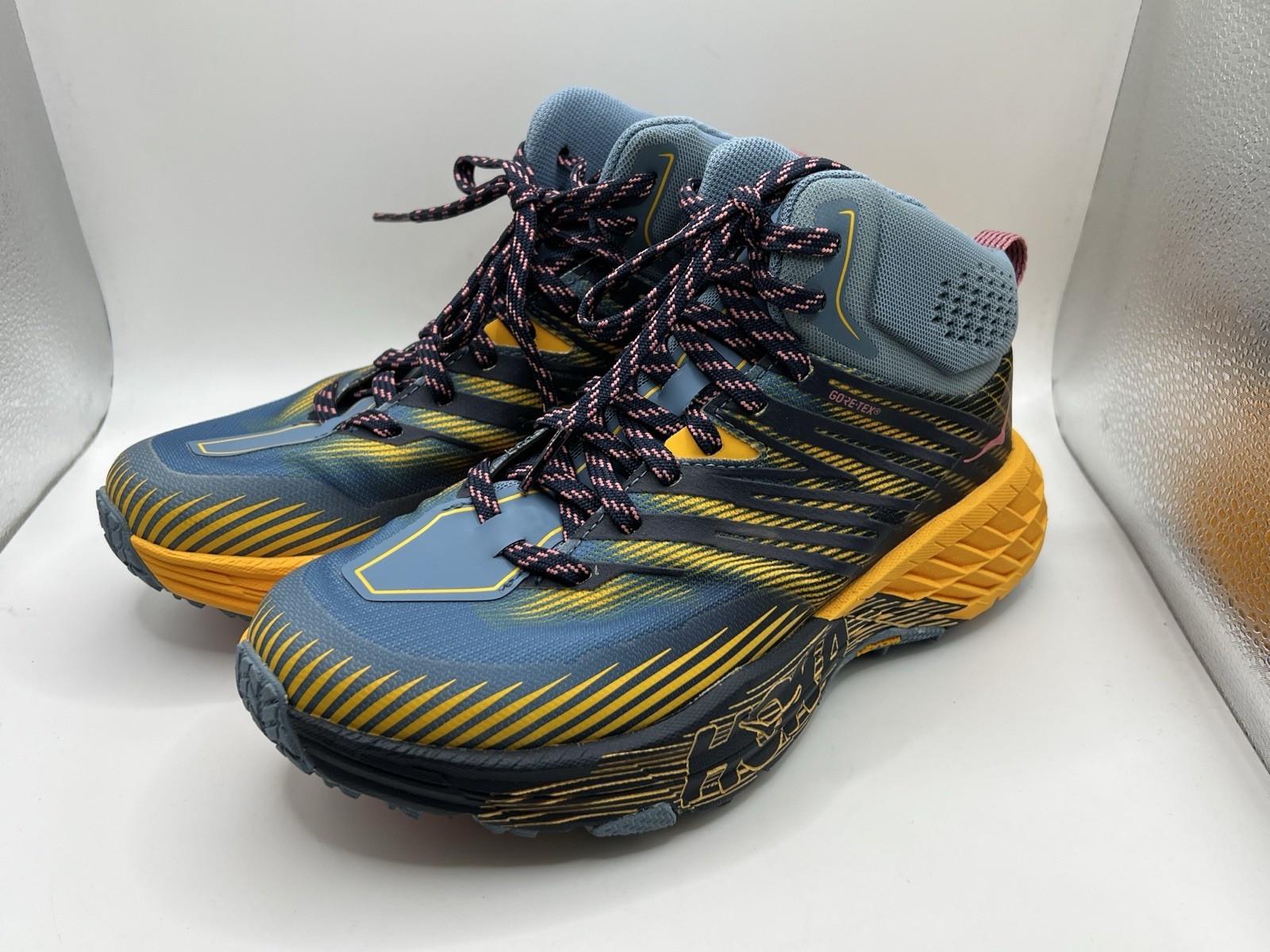 Nuevos zapatos Hoka Speed Goat Mid 2 GTX para mujer talla 6 azul dorado 1106533 PBSF