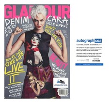 CARA DELEVINGNE AUTOGRAPH SIGNED GLAMOUR MAGAZINE ACOA