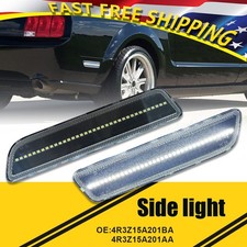 2PCS Rear Side Fender Blinker Marker Clear White LED Lamp For 05-09 Ford