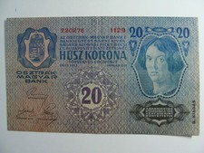 1913 AUSTRIA BANKNOTE 20 KRONEN P-53a NICELY USED XF
