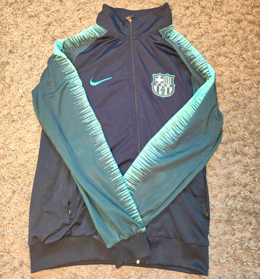 Nike FC Barcelona Trainingsjacke Herren M Blau/Türkis Reißverschluss Stehkragen - Bild 1 von 1