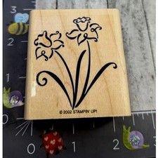 Stampin' Up Flowers Stems Pair 2002 Rubber Stamp Wood A104